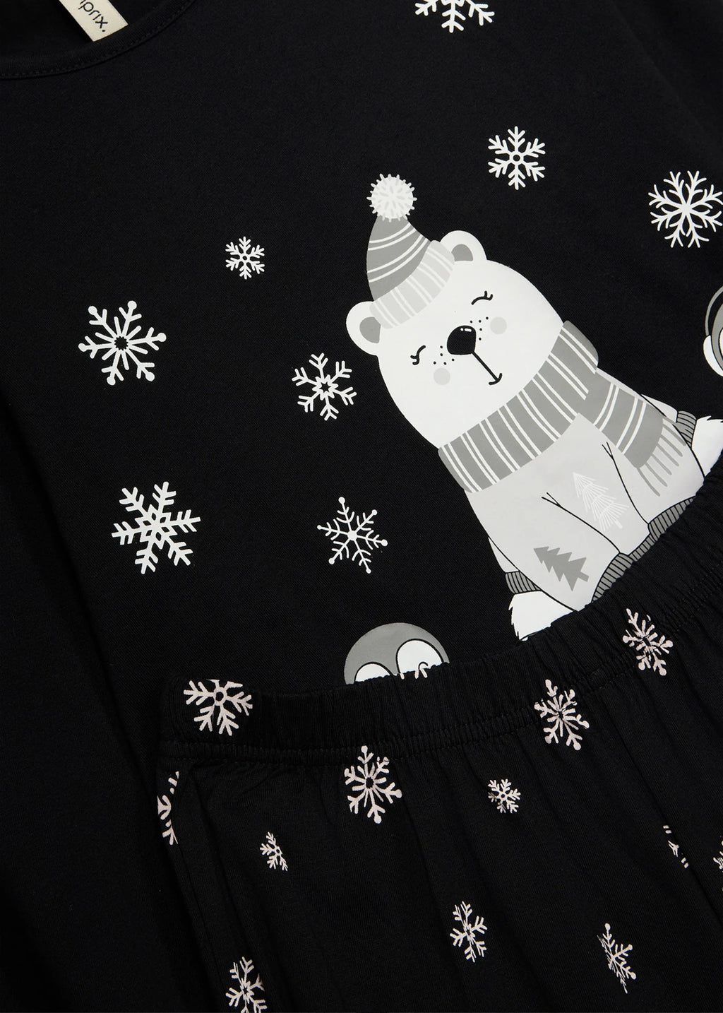 Girls' Soft Cotton Pajamas, 2-Piece Set in Black and White Print, view 3