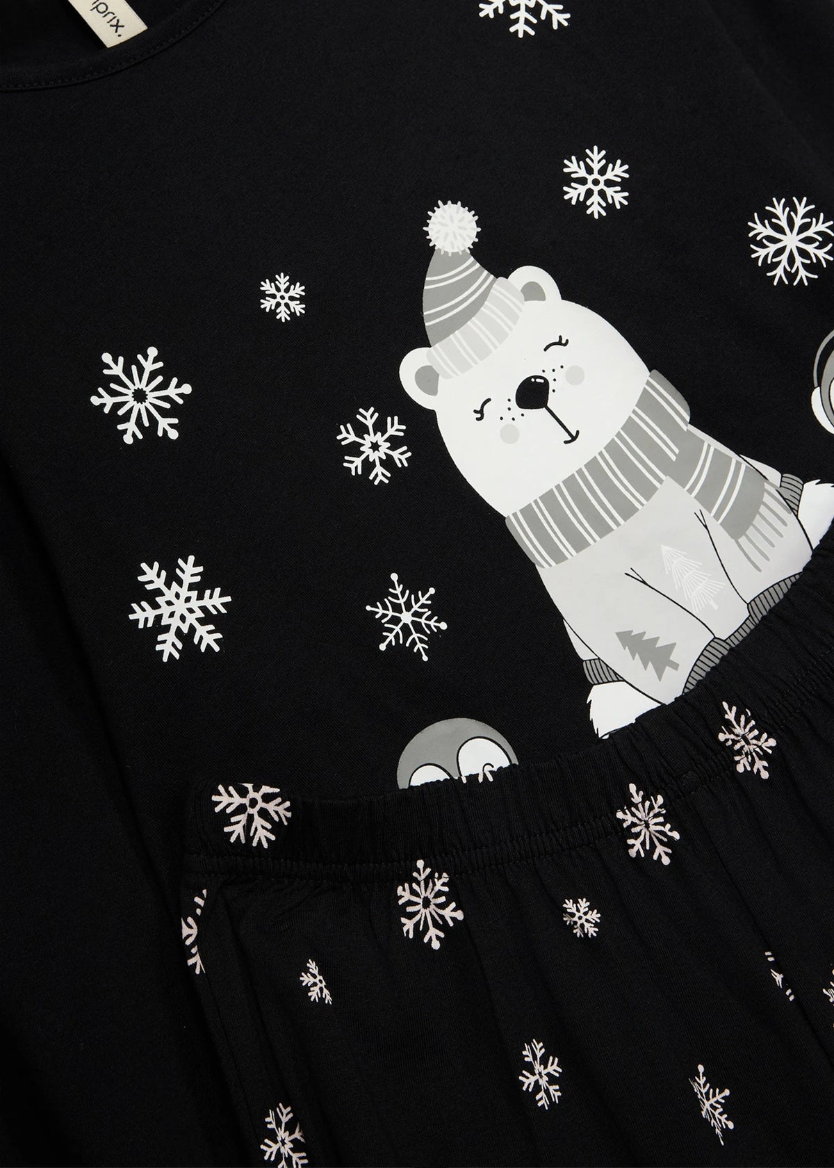 Girls' Soft Cotton Pajamas, 2-Piece Set in Black and White Print, view 3