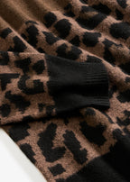 Women's Jacquard Knit Dress in Black and Brown Leopard, view 2