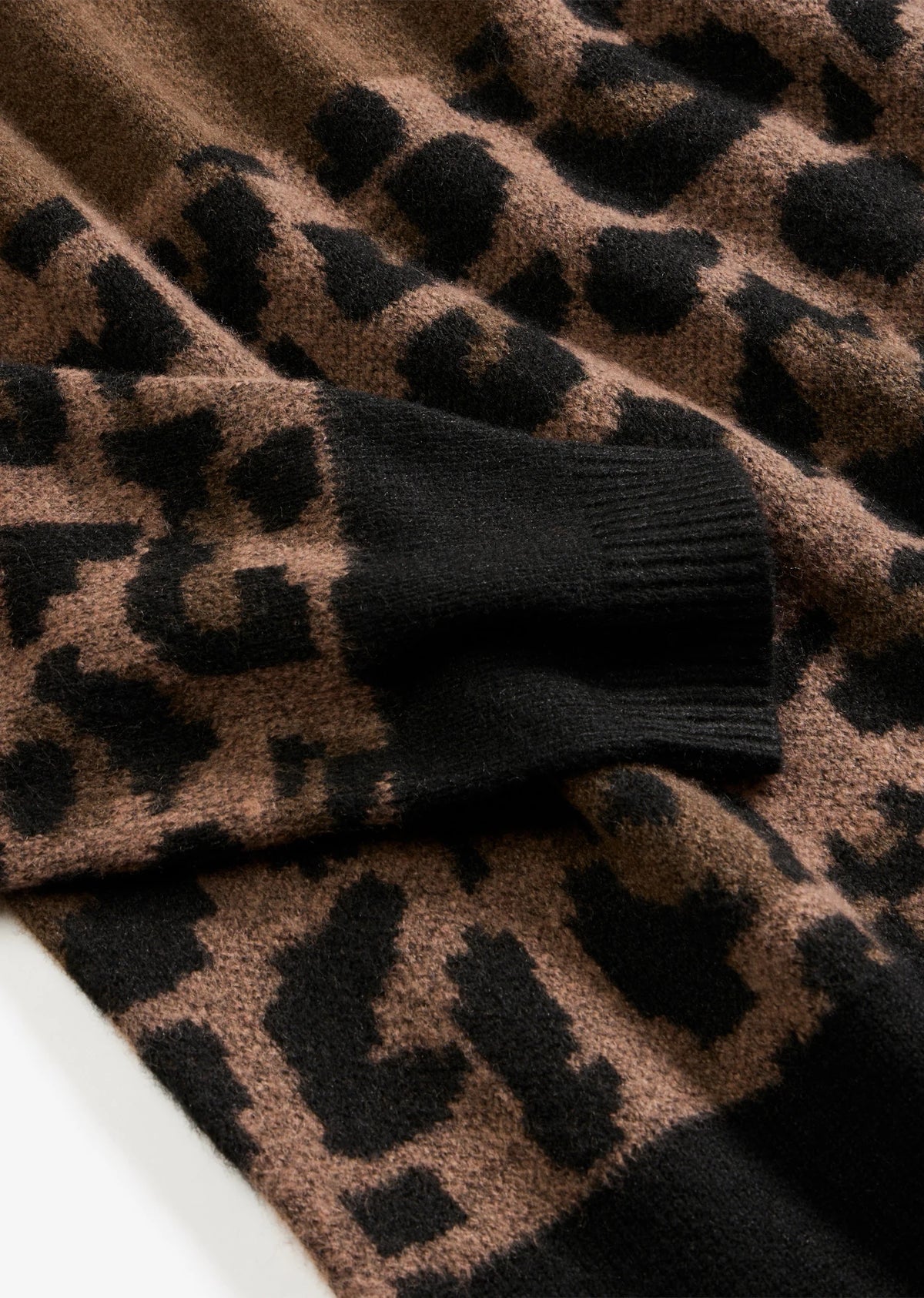 Women's Jacquard Knit Dress in Black and Brown Leopard, view 2