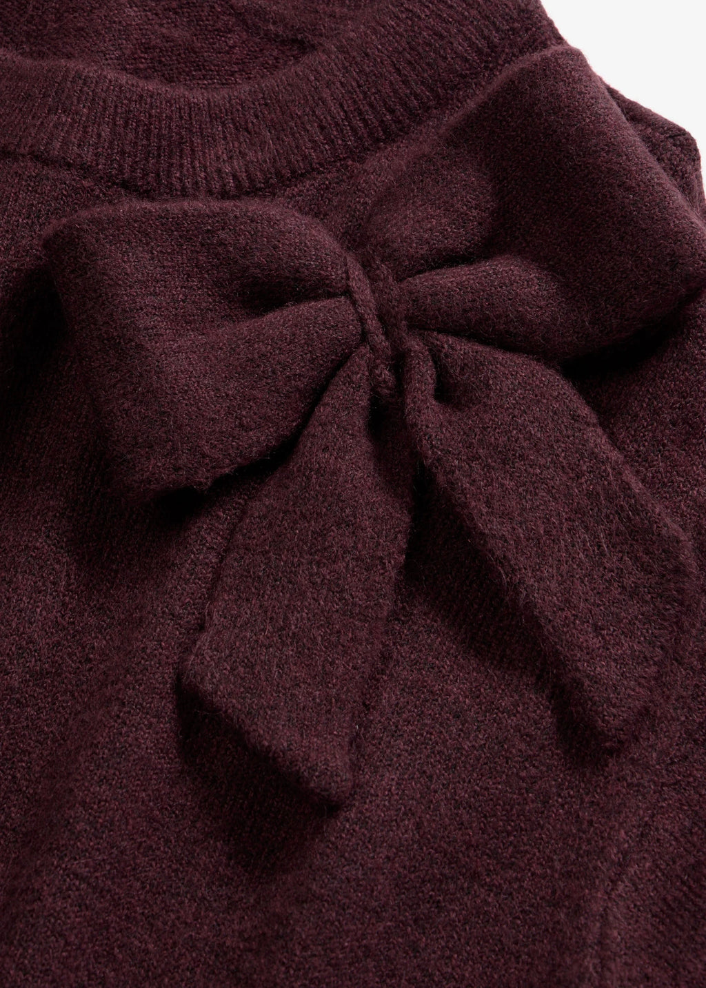 Women's Knitted Dress with Bow Applique in Heather Burgundy, view 2