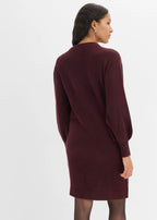 Women's Knitted Dress with Bow Applique in Heather Burgundy, view 4