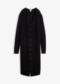 Women's Knitted Dress with Button Placket in Black, view 1