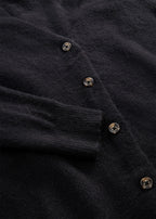 Women's Knitted Dress with Button Placket in Black, view 2