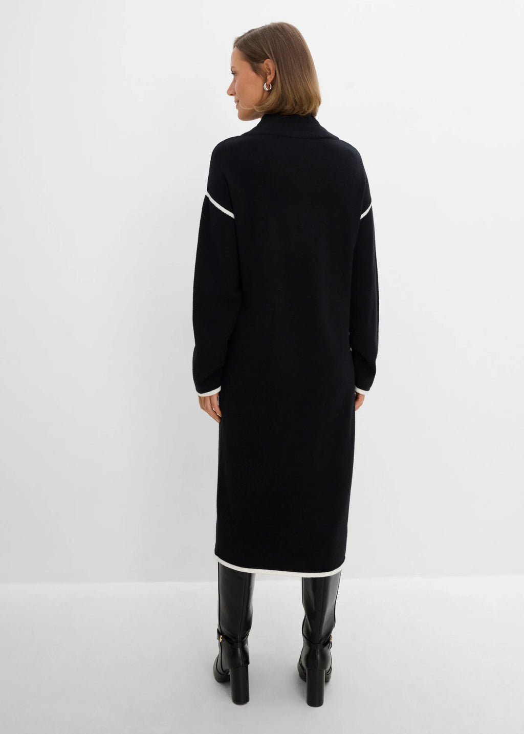 Women's Cotton Blend Knit Dress in Black, view 4