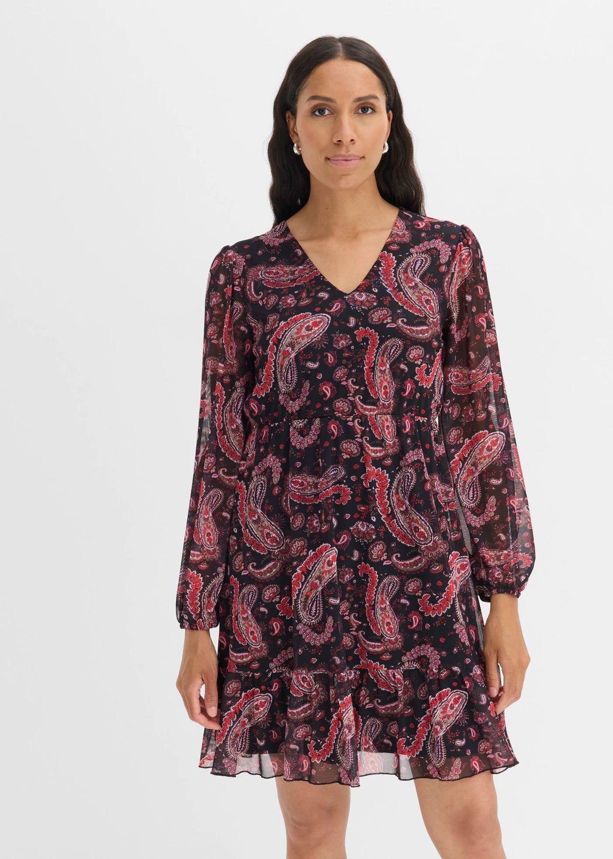 Women's Soft Mesh Dress in Black Paisley, view 3