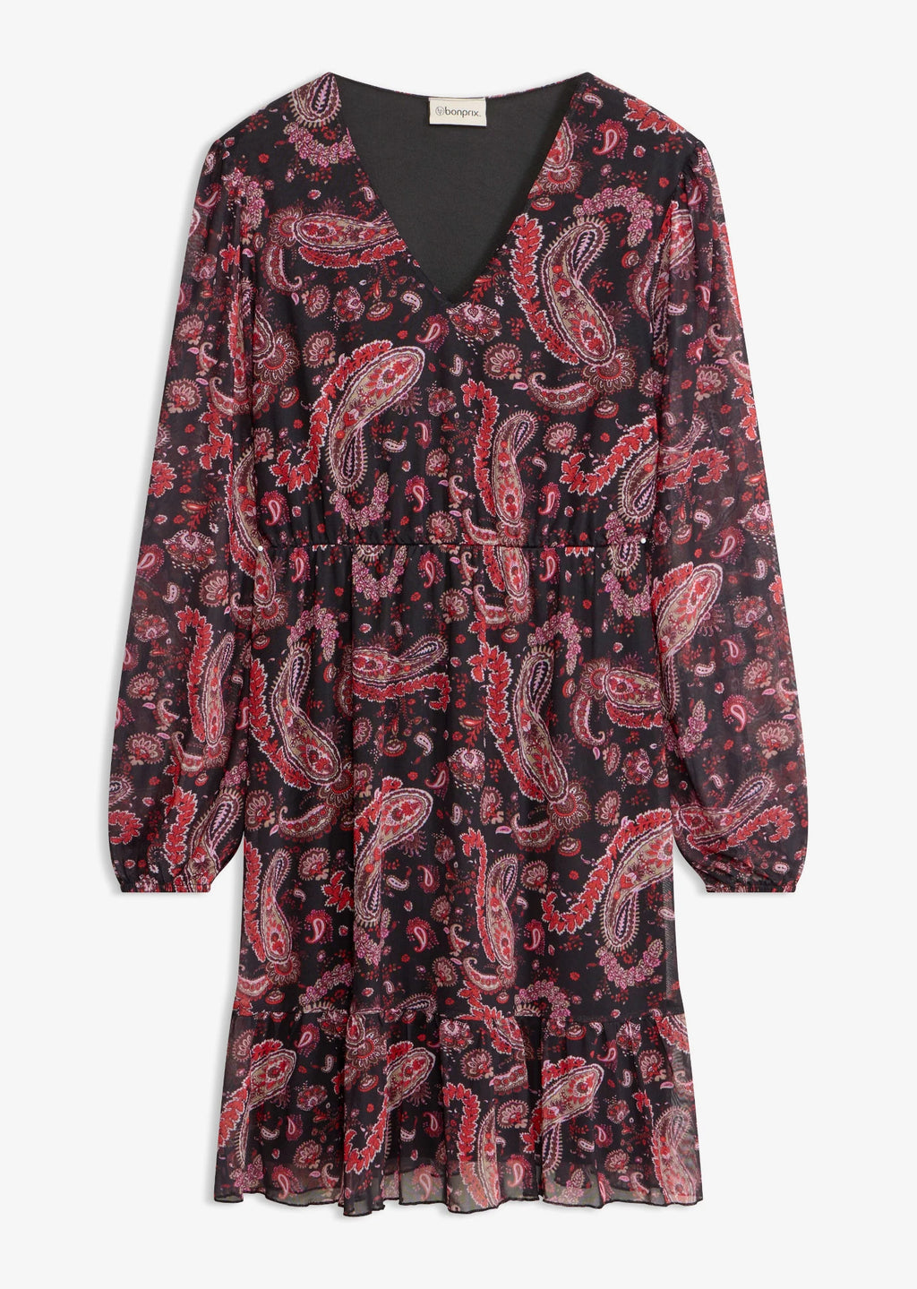 Women's Soft Mesh Dress in Black Paisley, view 1