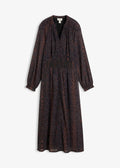 Women's Chiffon Dress with Ruffle Sleeves in Dark Brown Python Print, view 1