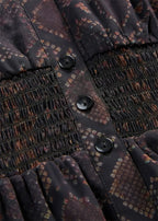 Women's Chiffon Dress with Ruffle Sleeves in Dark Brown Python Print, view 2