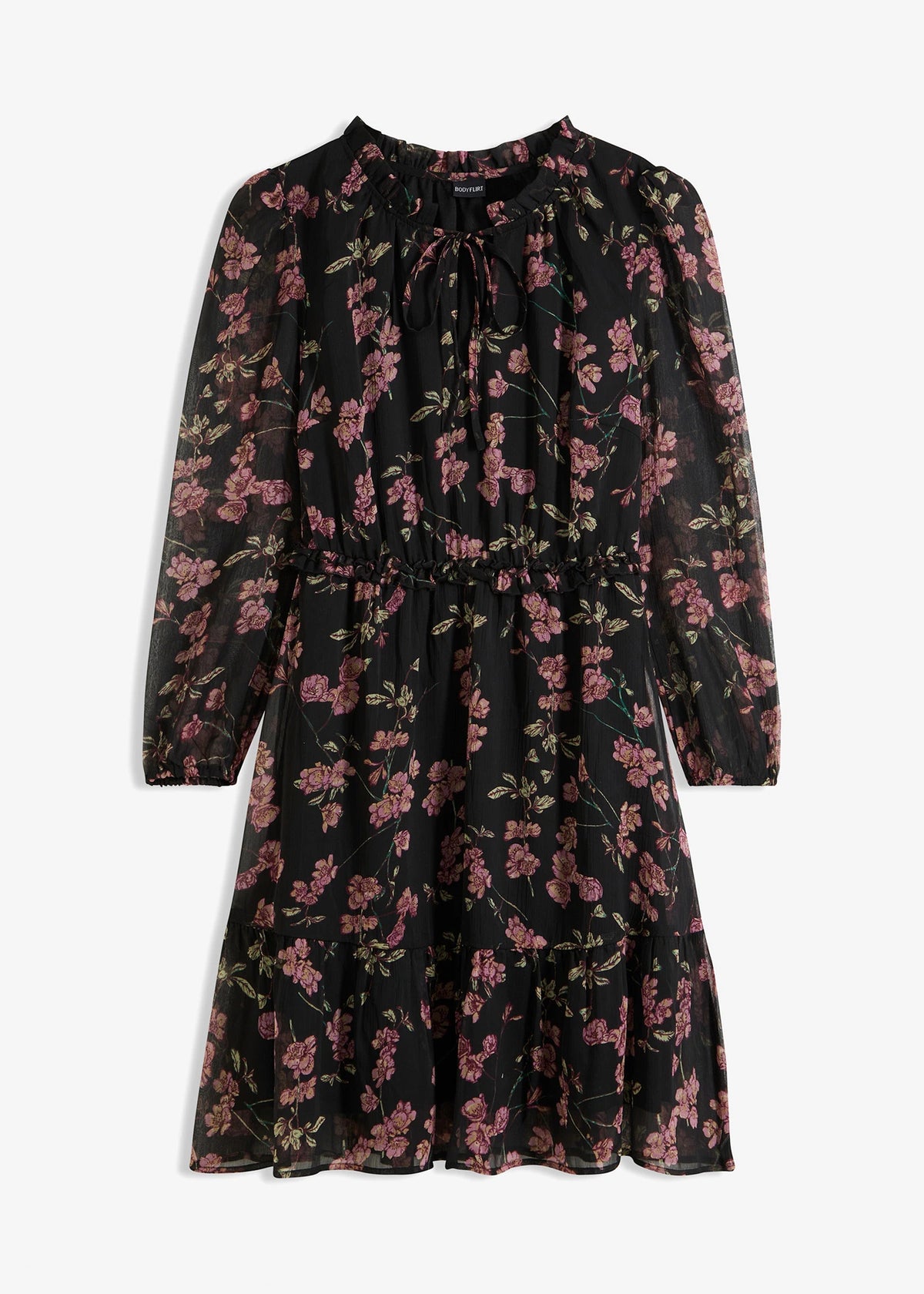 Women's Floral Chiffon Dress in Black Floral, view 1