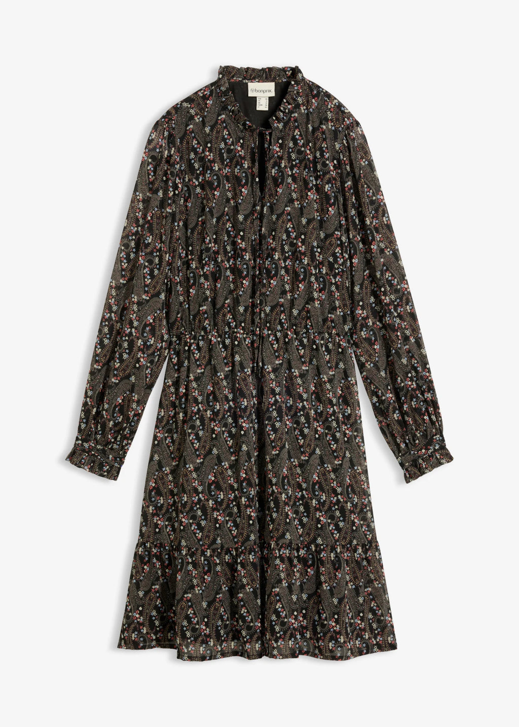 Women's Paisley Chiffon Dress in Black Paisley, view 1