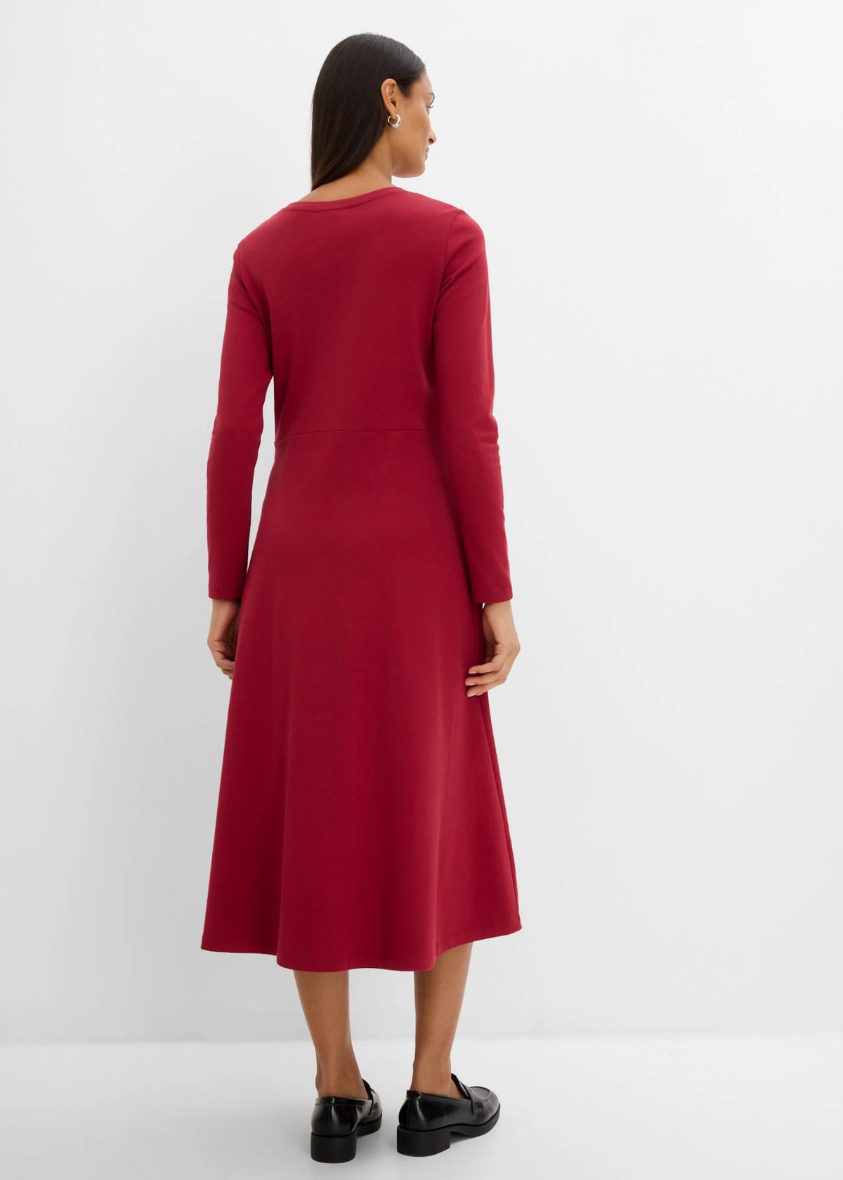 Women's Heavyweight Cotton Midi Dress in Cherry, view 4
