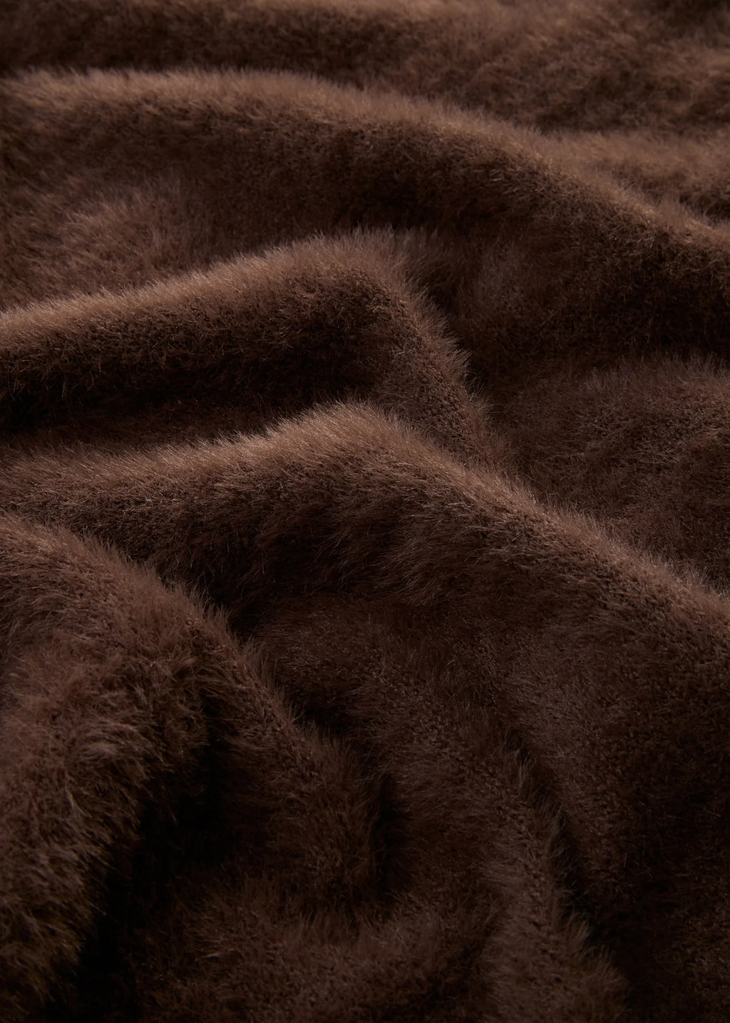 Women's Fluffy Knit Midi Dress in Dark Brown, view 2