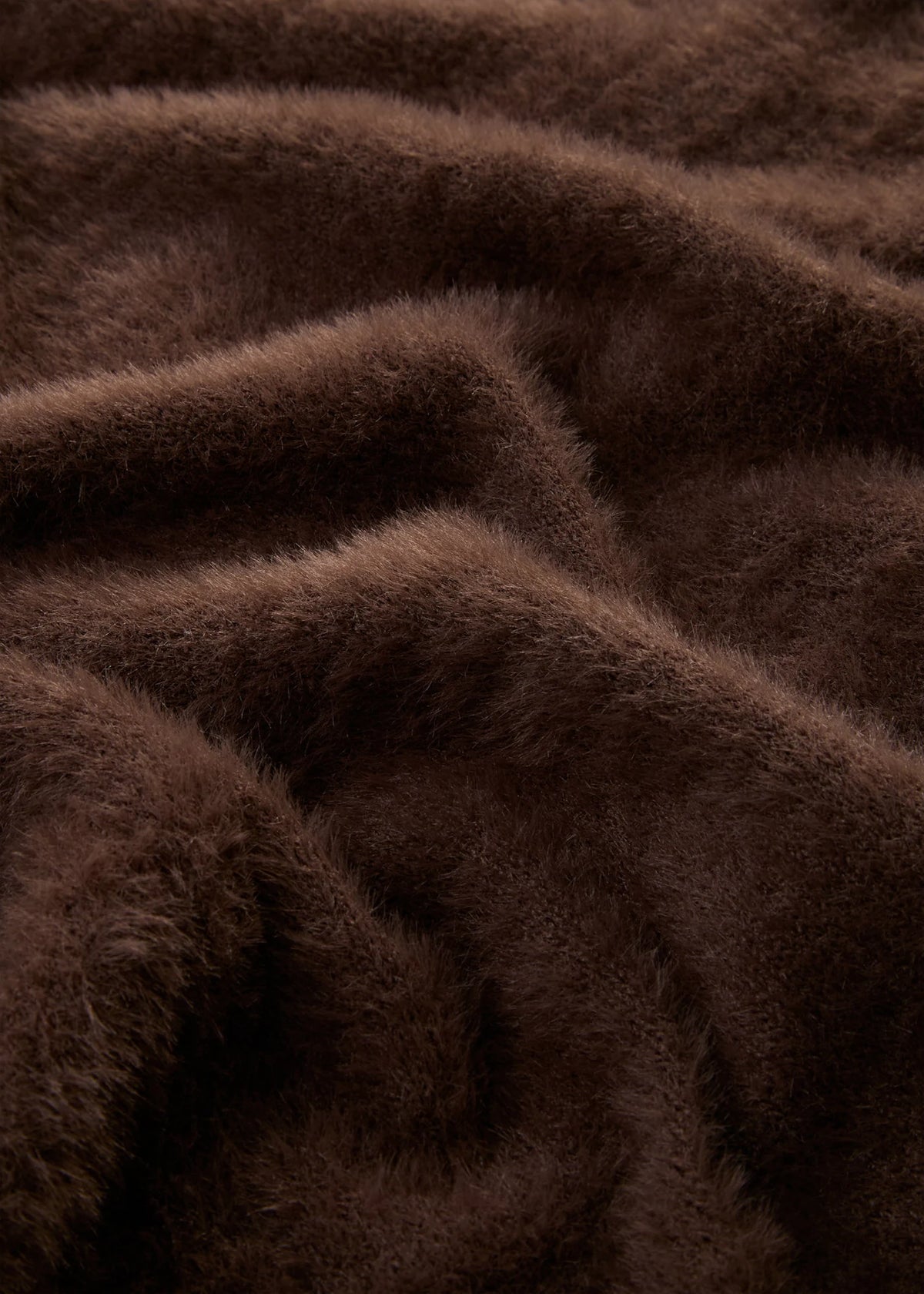 Women's Fluffy Knit Midi Dress in Dark Brown, view 2