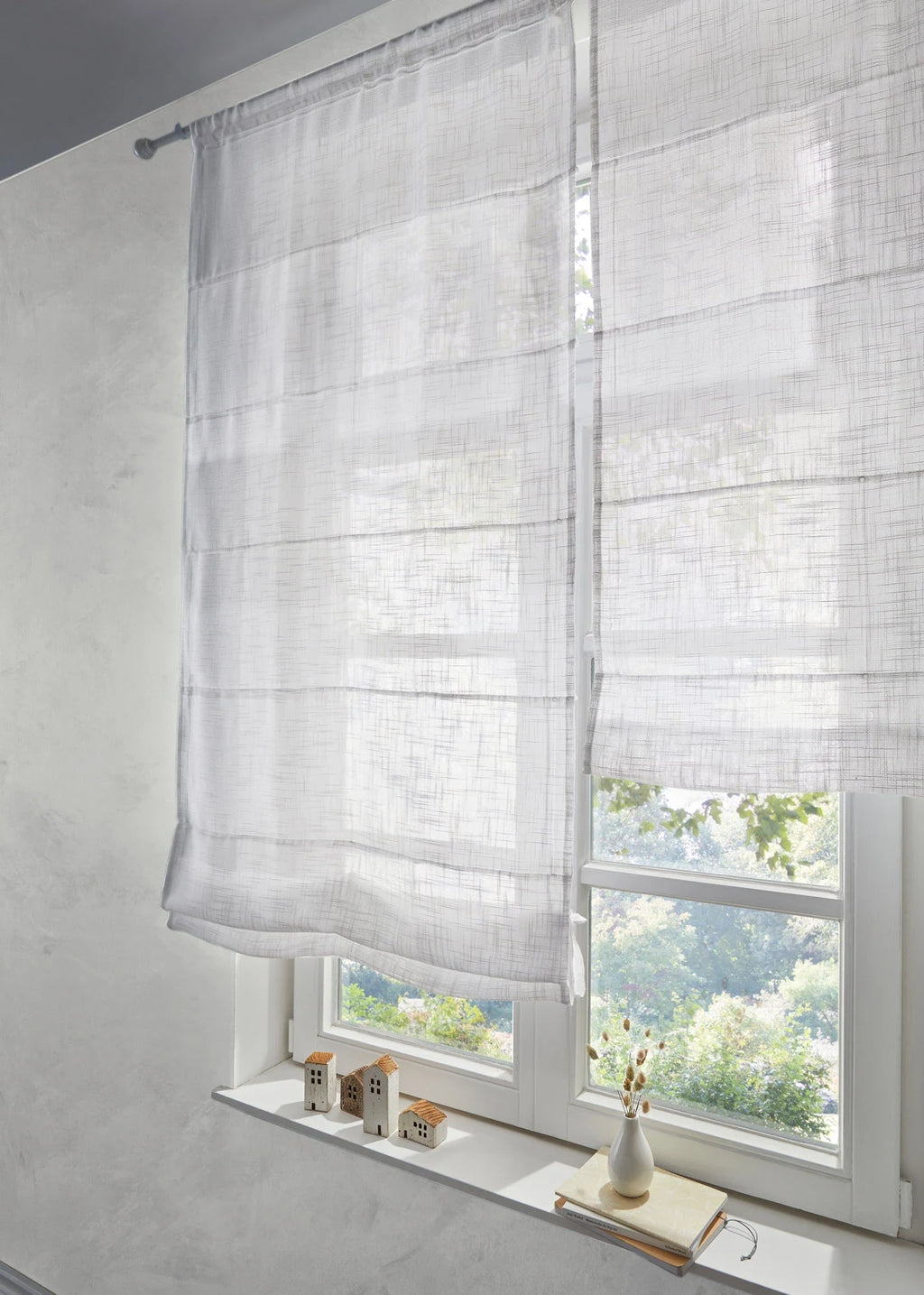 Textured Roman Blind in White, view 3