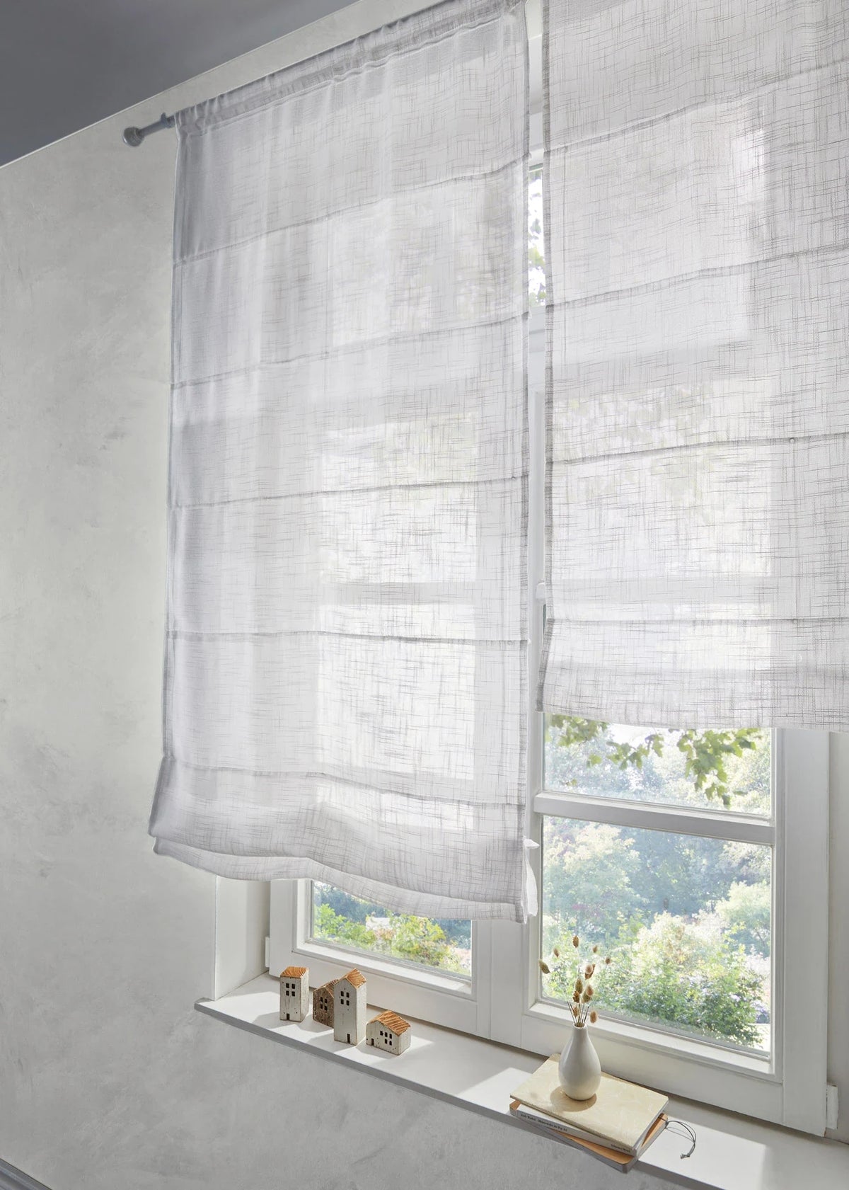 Textured Roman Blind in White, view 3