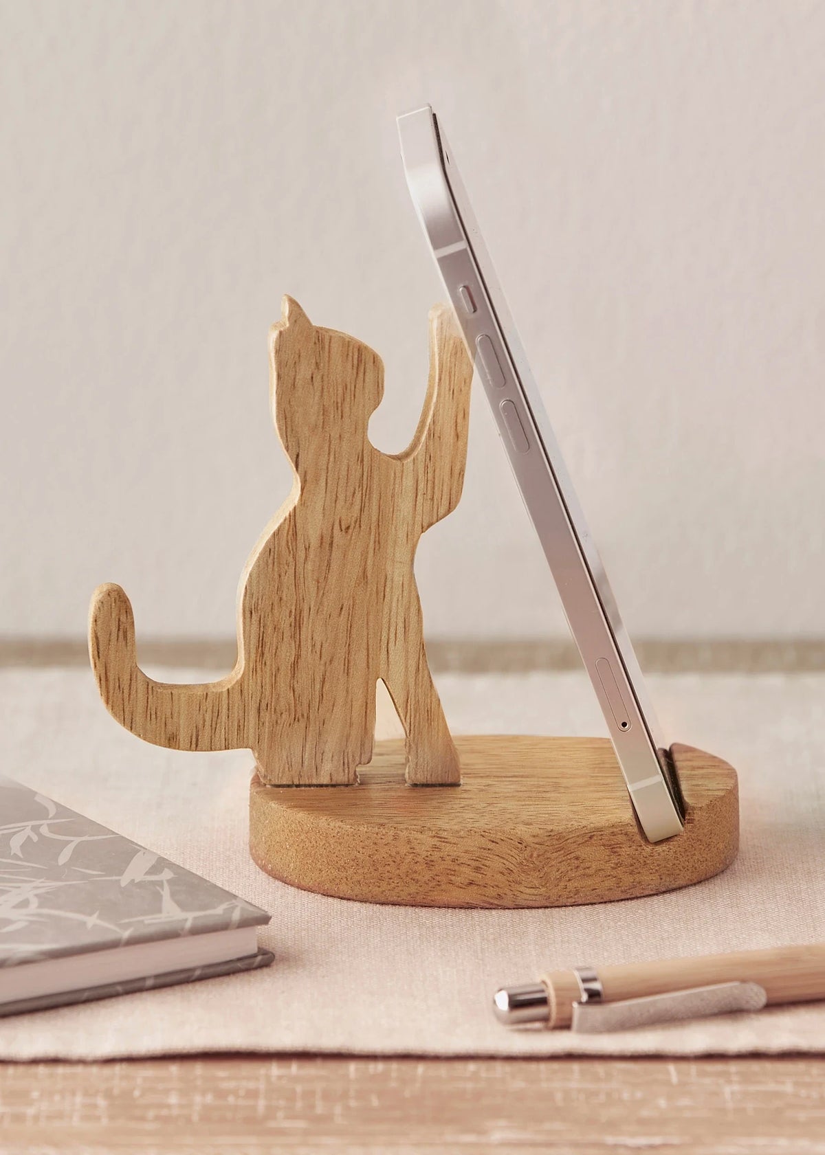 Cat-Shaped Mobile Phone Stand in Natural, view 3