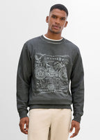 Men's Pure Cotton Printed Sweatshirt in Slate Gray Print, view 2