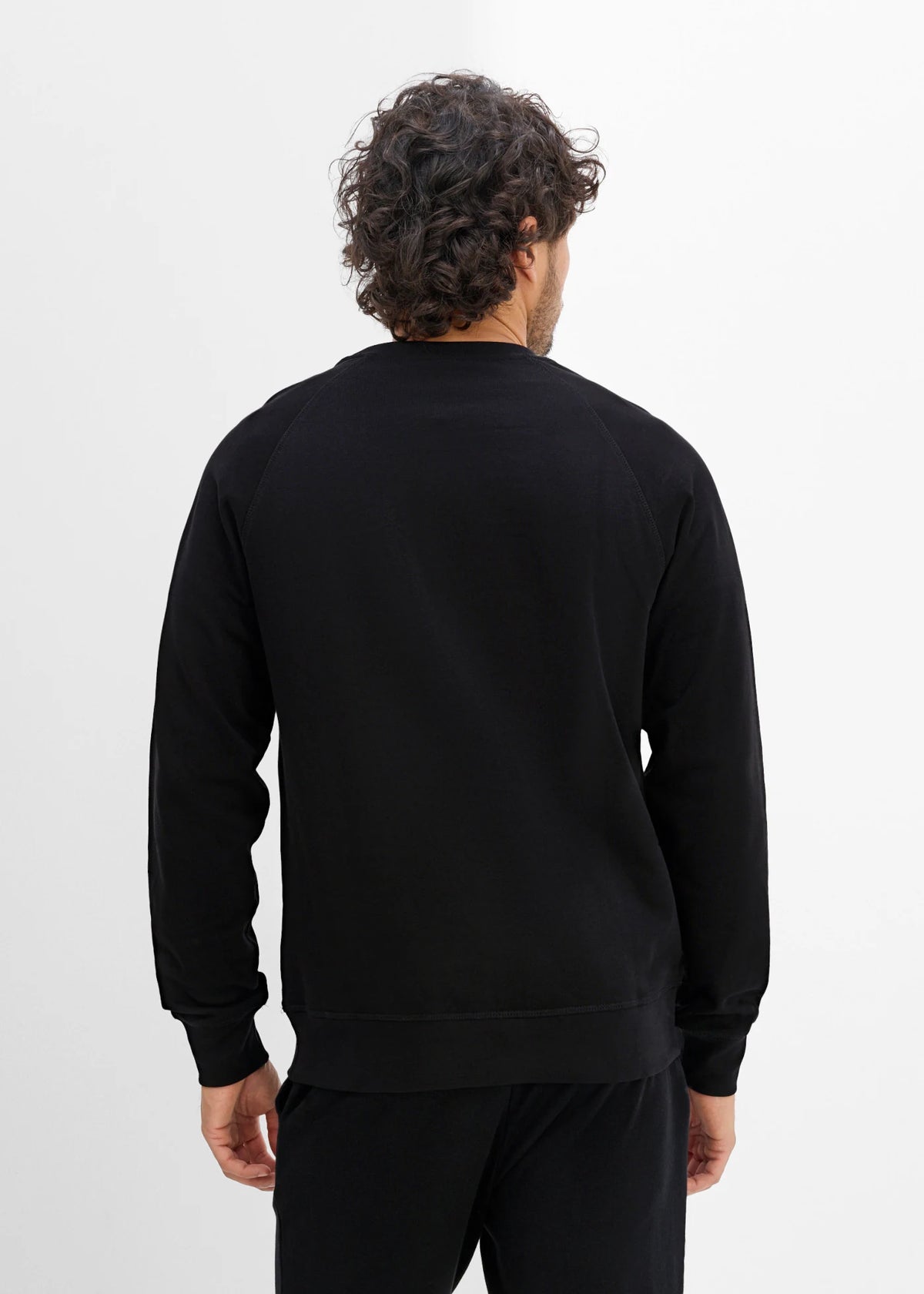 Men's Pure Cotton Sweatshirt in Black Print, view 3