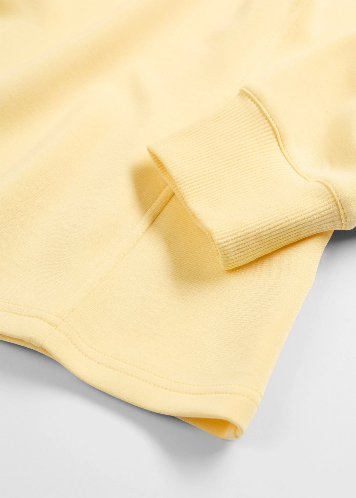 Women's Fitted Neoprene-Style Sweatshirt in Light Yellow, view 2