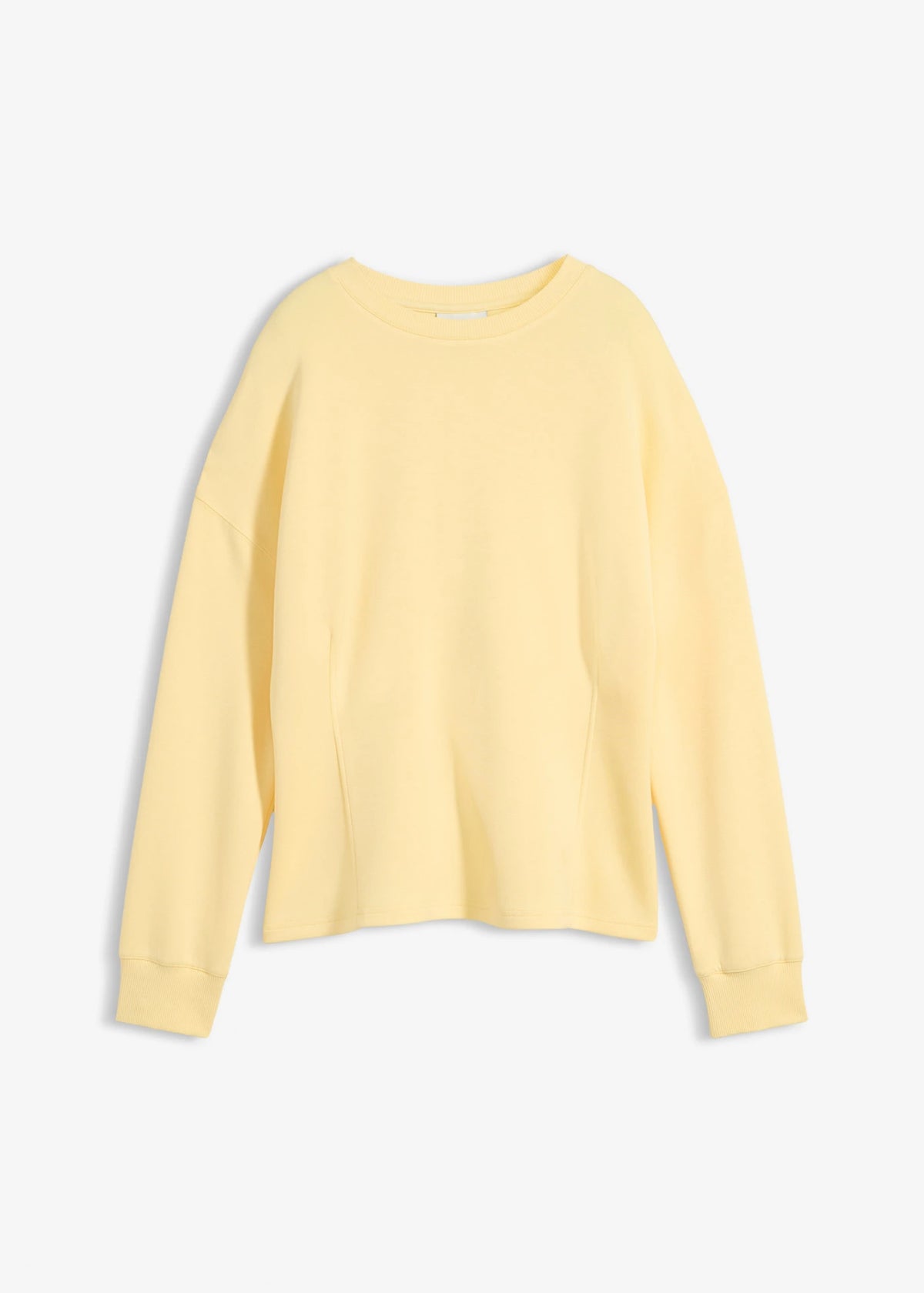 Women's Fitted Neoprene-Style Sweatshirt in Light Yellow, view 1