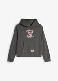 Girls' Soft Hooded Sweatshirt in Anthracite Print, view 1