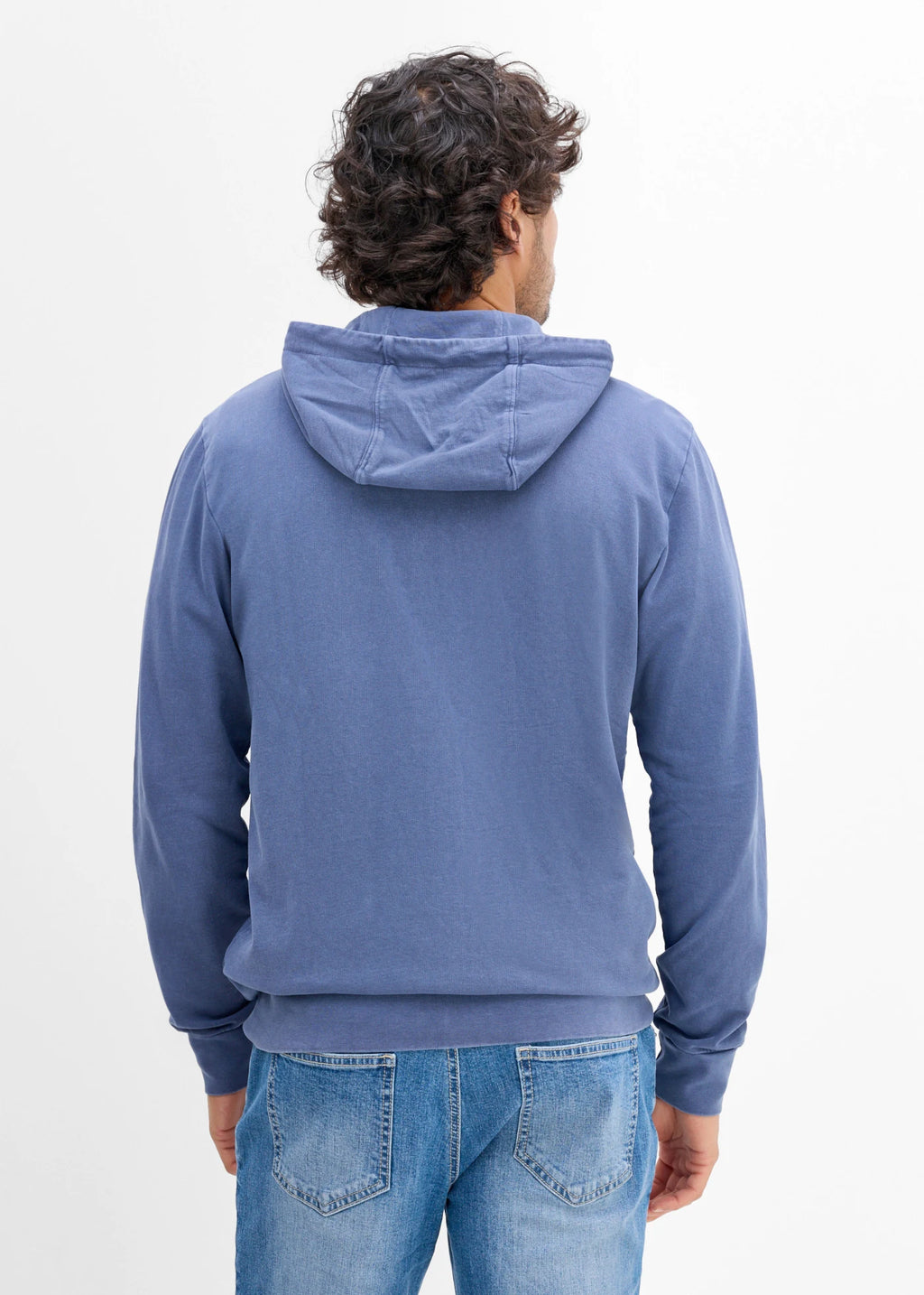 Men's Pure Cotton Zip Hoodie in Indigo Print, view 3