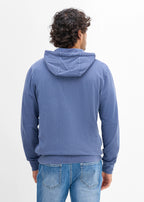 Men's Pure Cotton Zip Hoodie in Indigo Print, view 3