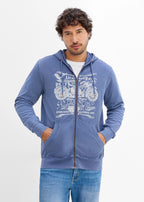 Men's Pure Cotton Zip Hoodie in Indigo Print, view 2