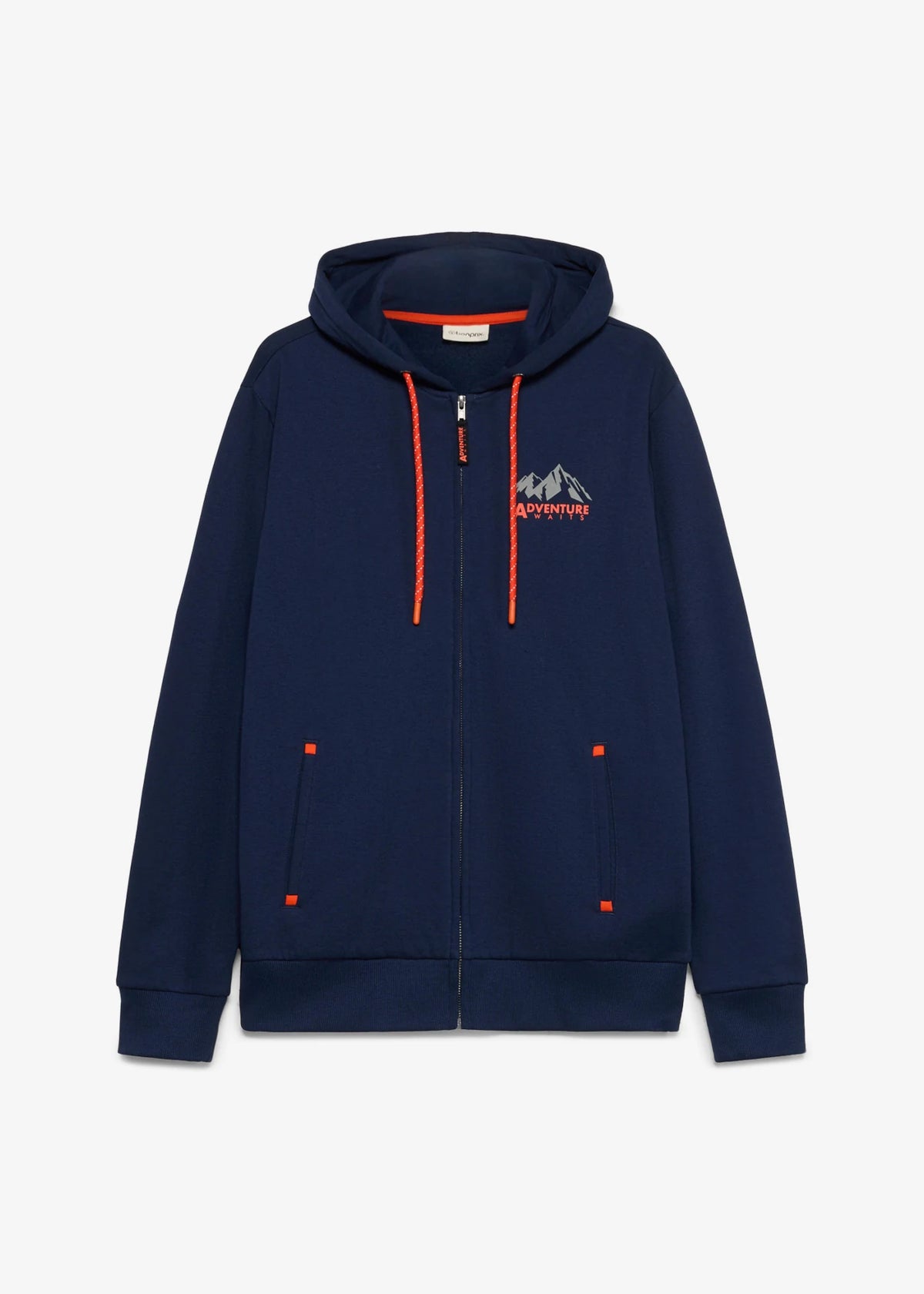 Men's Regular Fit Zip Hoodie in Dark Blue, view 1