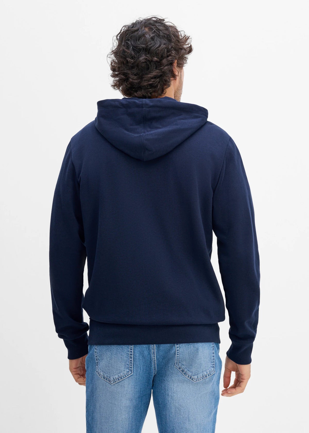 Men's Regular Fit Zip Hoodie in Dark Blue, view 3