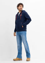 Men's Regular Fit Zip Hoodie in Dark Blue, view 4