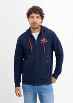 Men's Regular Fit Zip Hoodie in Dark Blue, view 2