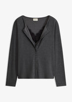 Women's Lace Two-in-One Top in Heather Anthracite, view 1