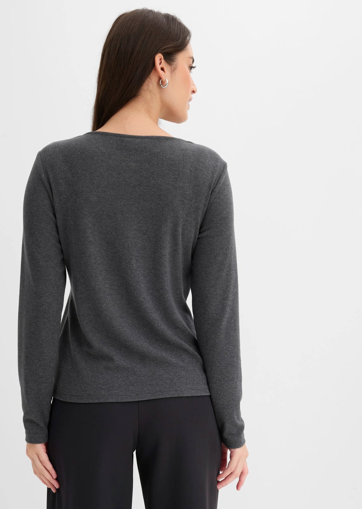 Women's Lace Two-in-One Top in Heather Anthracite, view 3