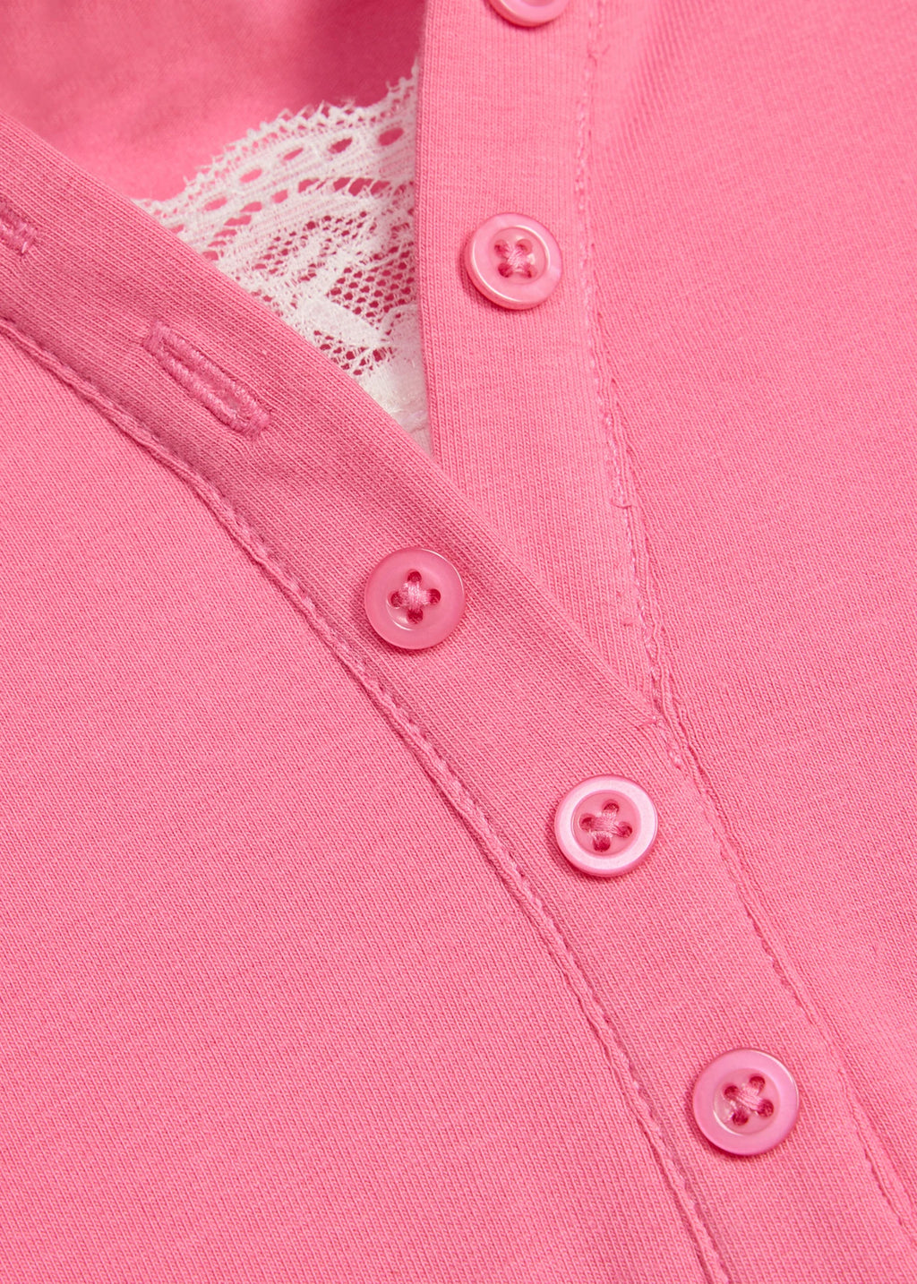 Girls' Two-in-One Look Henley Top in Muted Fuchsia and Ecru, view 3