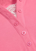 Girls' Two-in-One Look Henley Top in Muted Fuchsia and Ecru, view 3