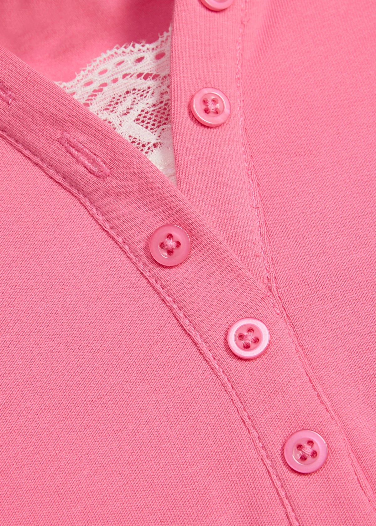 Girls' Two-in-One Look Henley Top in Muted Fuchsia and Ecru, view 3