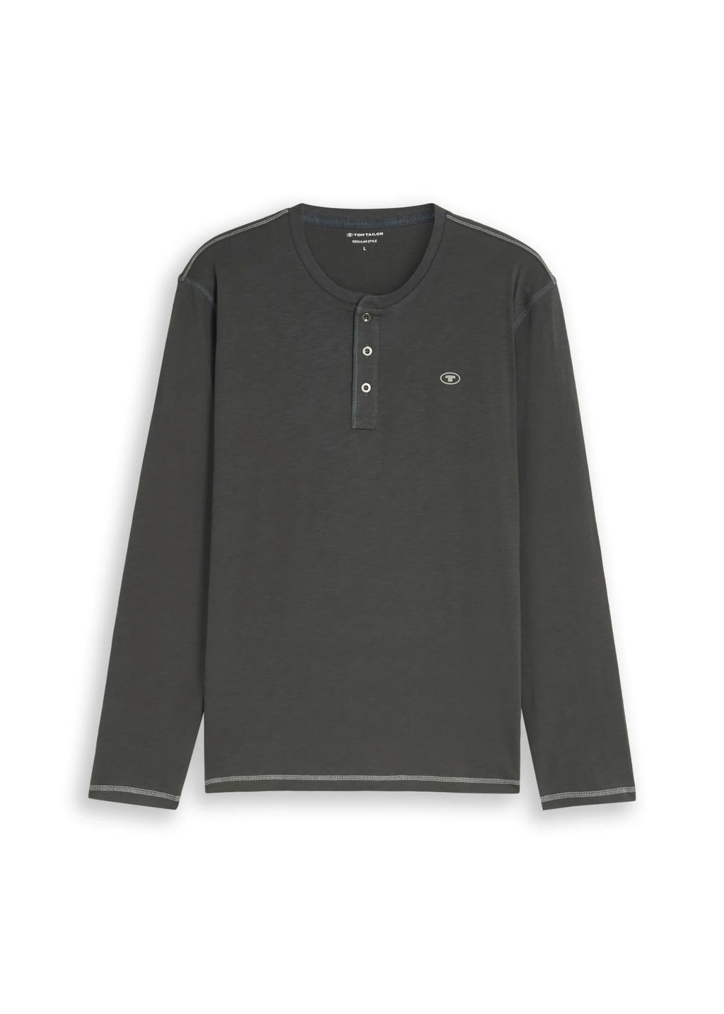 Men's Tom Tailor Henley Shirt in Olive, view 1