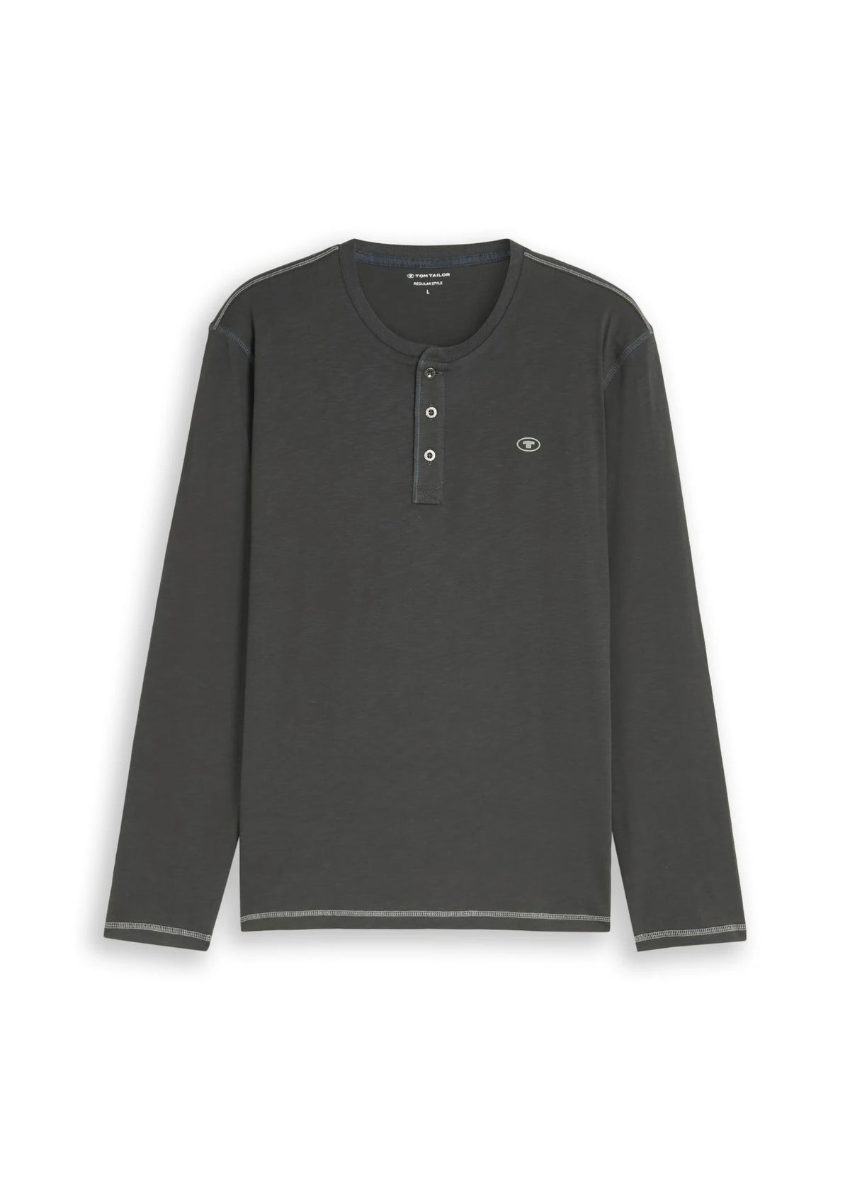 Men's Tom Tailor Henley Shirt in Olive, view 1