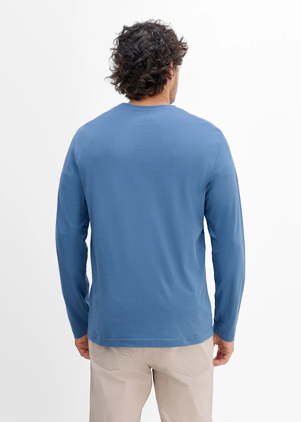 Men's Pure Cotton Long Sleeve Top in Denim Blue, view 3