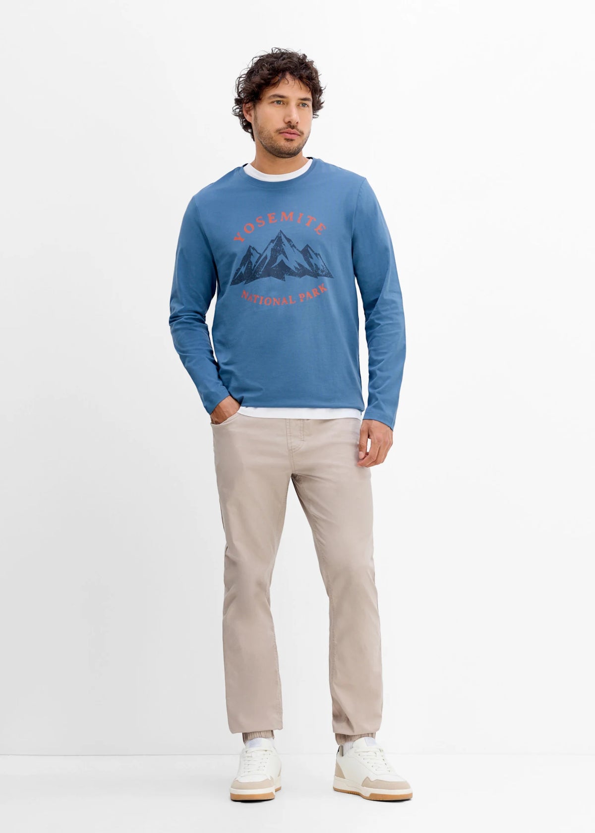 Men's Pure Cotton Long Sleeve Top in Denim Blue, view 4