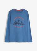 Men's Pure Cotton Long Sleeve Top in Denim Blue, view 1