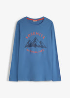 Men's Pure Cotton Long Sleeve Top in Denim Blue, view 1