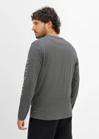 Men's Pure Cotton Printed Long Sleeve Top in Heather Gray Print, view 3