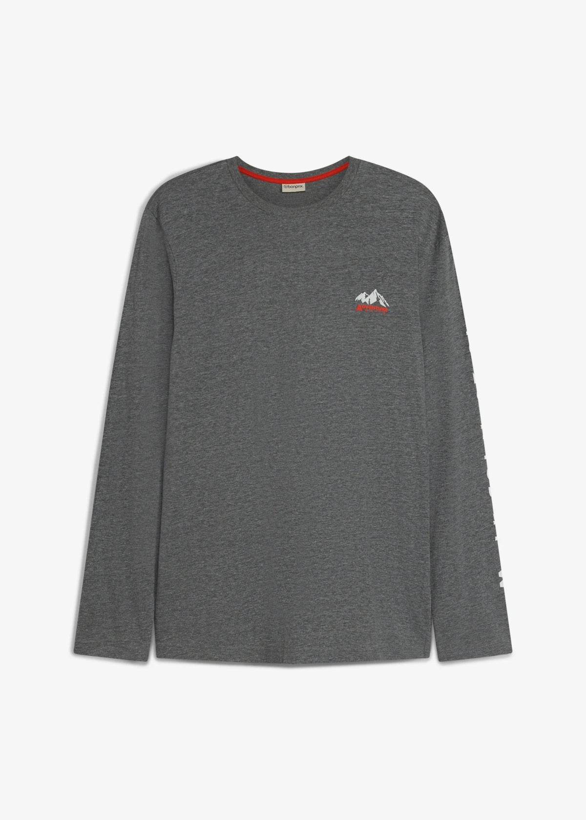 Men's Pure Cotton Printed Long Sleeve Top in Heather Gray Print, view 1