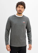 Men's Pure Cotton Printed Long Sleeve Top in Heather Gray Print, view 2