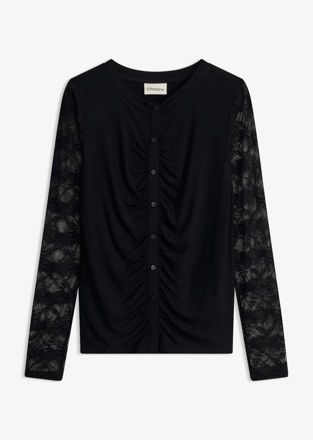 Women's Fitted Long Sleeve Top in Black, view 1