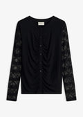 Women's Fitted Long Sleeve Top in Black, view 1