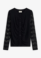 Women's Fitted Long Sleeve Top in Black, view 1